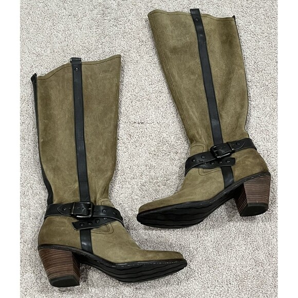 OTBT Brule Women's 10M Suede Leather Knee-High Boots Heel Side-Zip - Picture 1 of 10